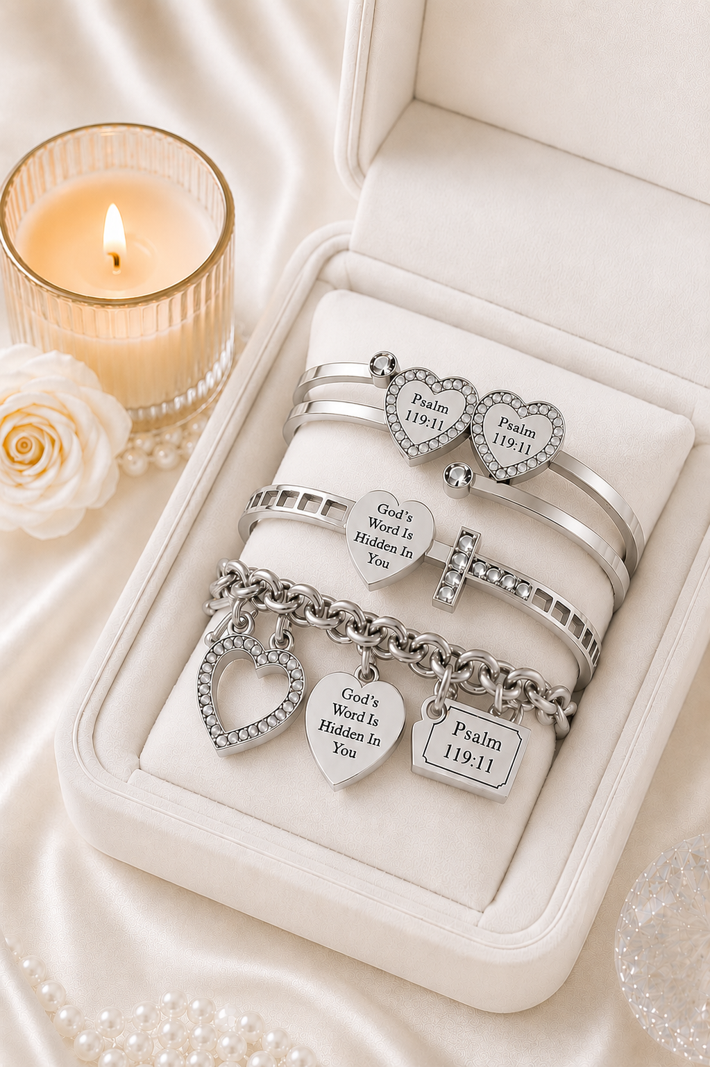 Faith Wrapped Stack (Silver) 22cm