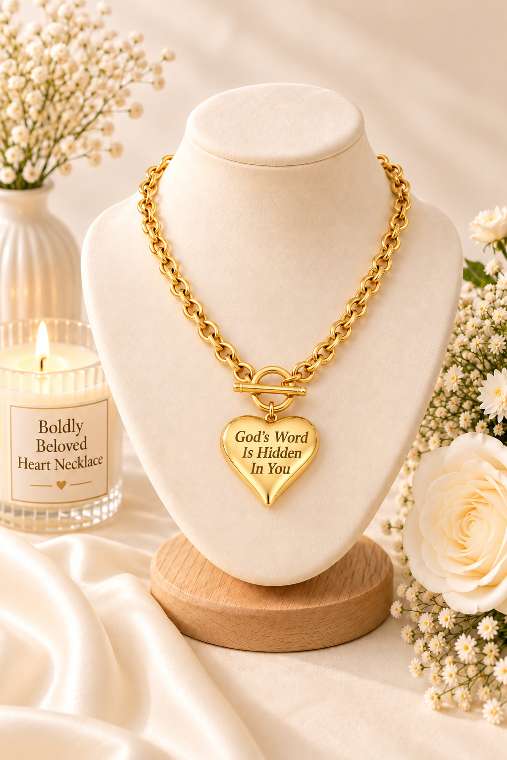 Boldly Beloved Heart Necklace (Gold)