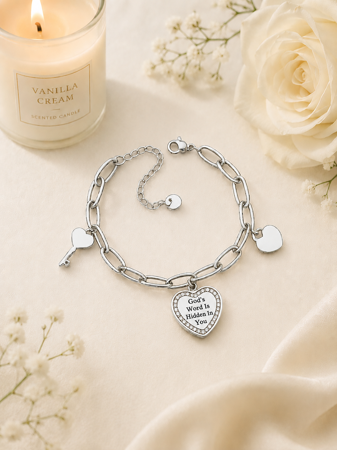 Anointed Heart Bracelet (Silver) 22cm