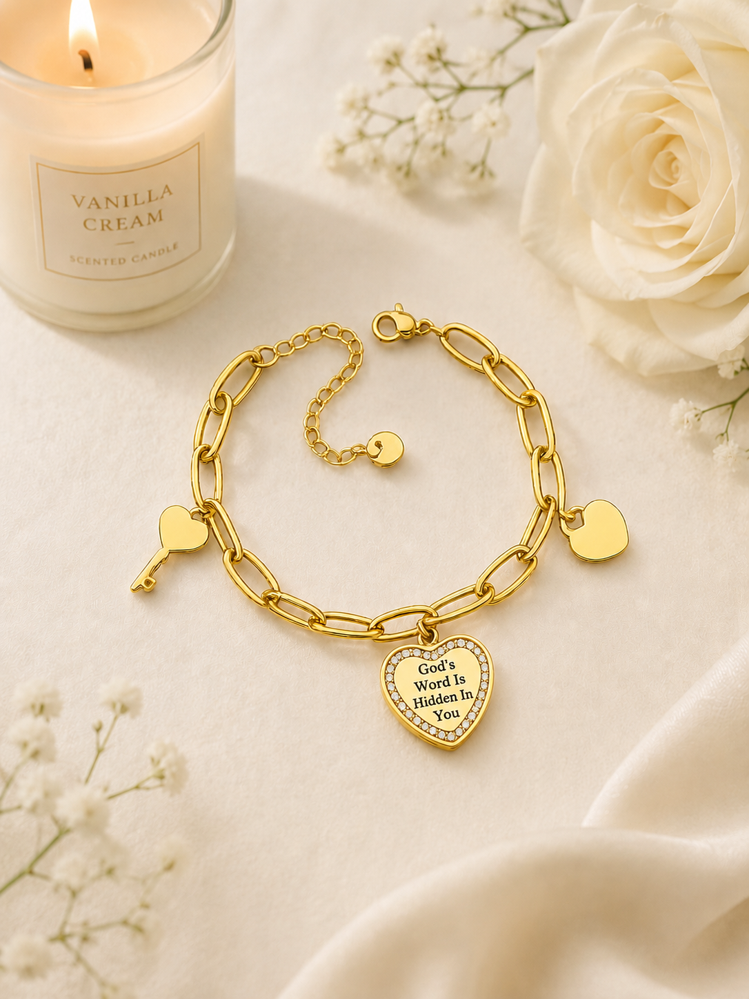 Anointed Heart Bracelet (Gold) 22cm