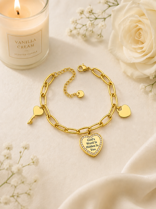 Anointed Heart Bracelet (Gold) 22cm